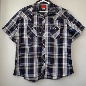 Vintage Rustler X Long Tails Mens Size XXL Pearl Snap Plaid Western Shirt Rodeo